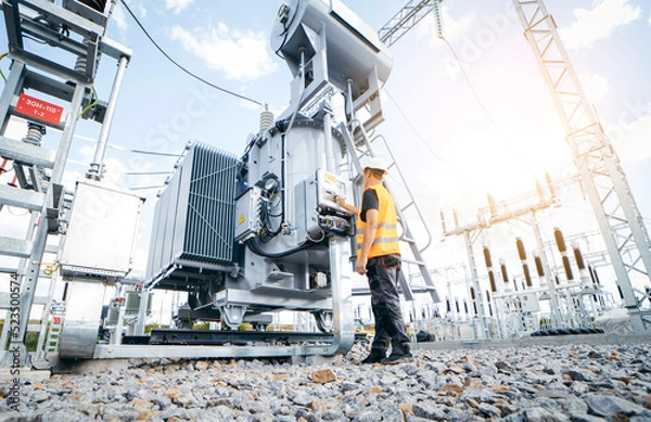 Obraz Adult electrical engineer inspect the electrical systems. 