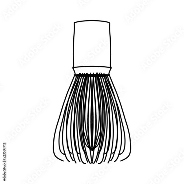 Obraz Outline of matcha whisk. Japanese tool for green tea preparation. Line illustration of chasen for menu, icon, recipe, label, packaging design.