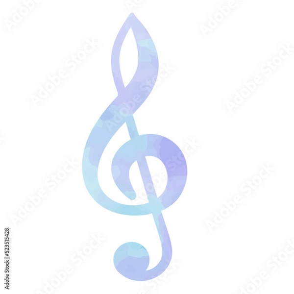 Fototapeta 水彩調の音符。淡い色合いが美しい音楽記号