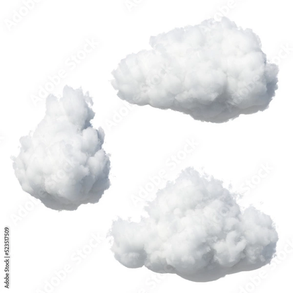 Obraz 3d render, abstract clouds and cumulus clip art isolated on transparent background, sky elements
