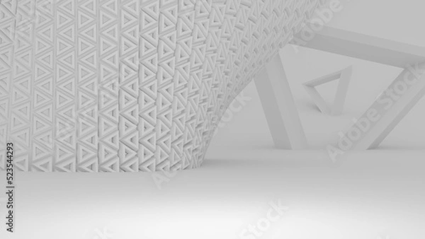 Obraz Abstract white background from triangles, room. 3d rendering