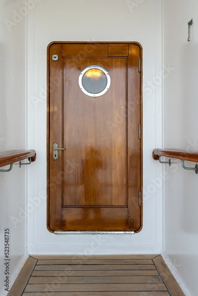 Fototapeta Wooden hatch on an historic boat
