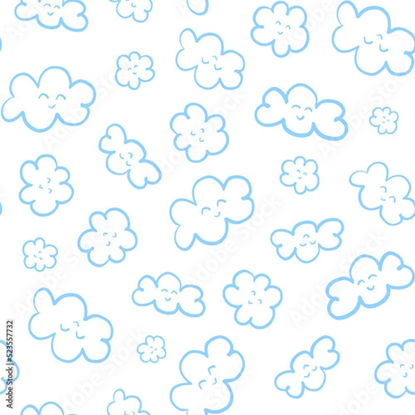 Obraz Smiling clouds surface pattern design. Print design for kids textiles, wallpaper, clothes.