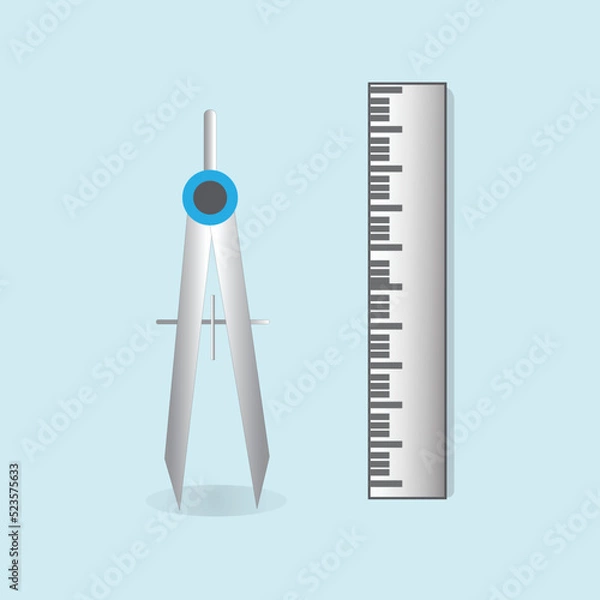 Fototapeta architecture equipment for measurement technical tool engineer and school vector illustration