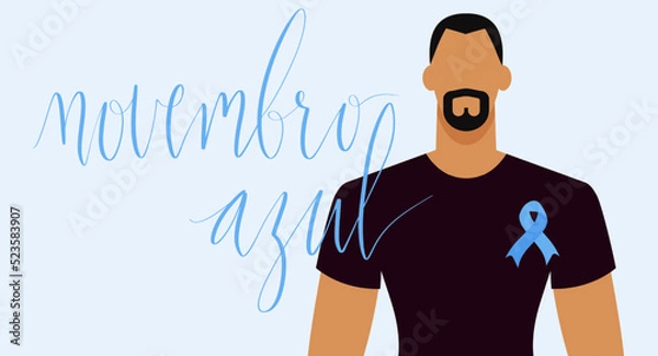 Obraz Novembro Azul translation Blue November for men health issues awareness. Vector banner template.