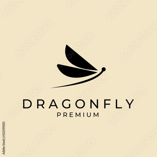 Fototapeta dragonfly logo minimalist vector illustration