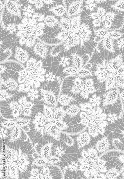 Obraz Seamless Vector Detailed White Lace Pattern