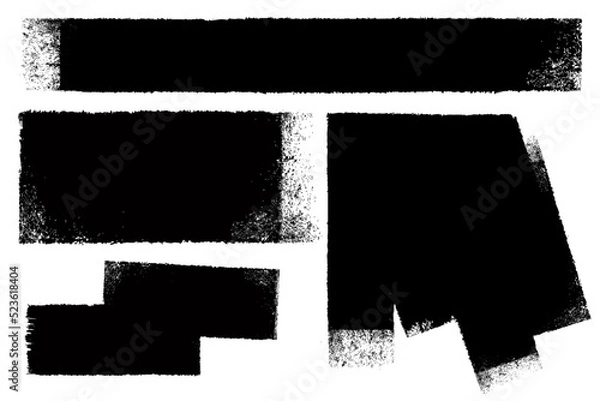 Fototapeta Collection of black paint roller strokes background banners