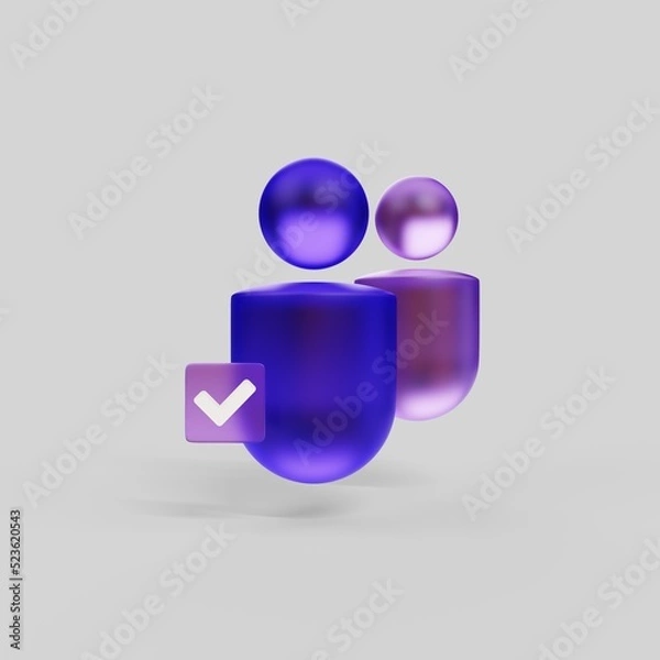Obraz Frosted glass icon with two internet users. Stylization of a dialogue between two persons. 3d rendering.