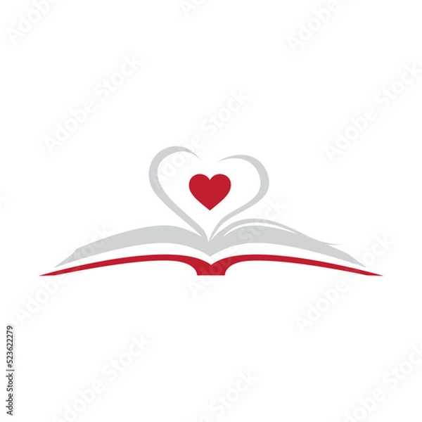 Obraz book and heart, logo icon