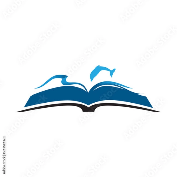 Obraz  book become seascape with dolphin