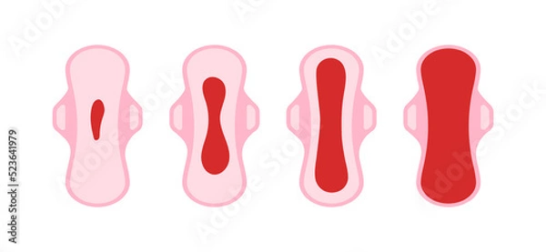Obraz Vaginal postpartum bleeding - lochia on sanitary pad set.