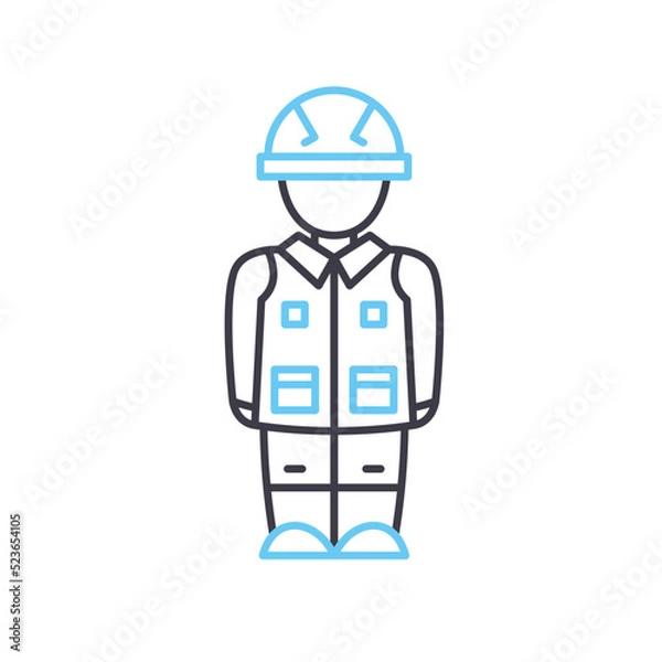 Fototapeta construction worker line icon, outline symbol, vector illustration, concept sign