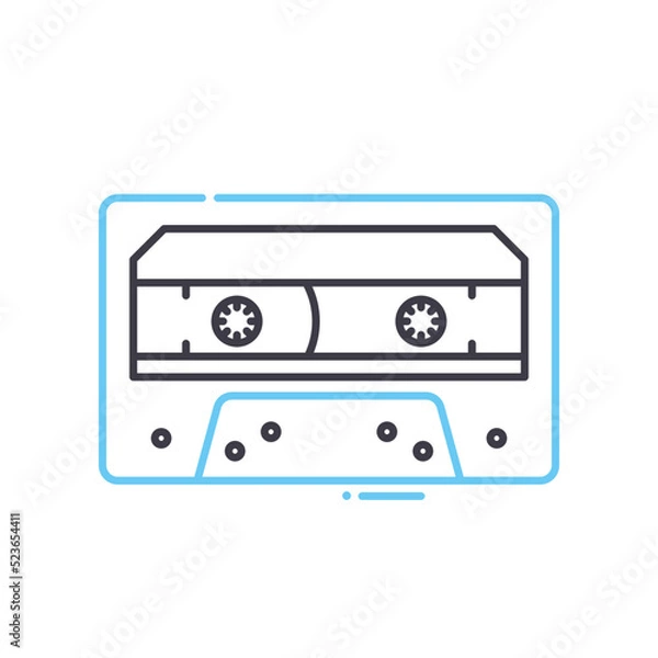 Fototapeta cassette tape line icon, outline symbol, vector illustration, concept sign