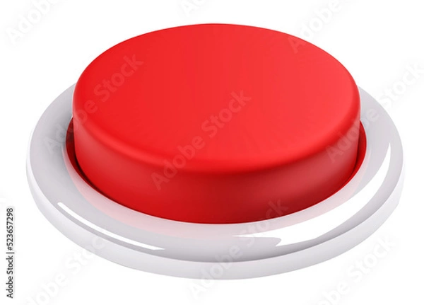 Fototapeta Red button isolate backbround , 3D render