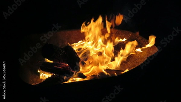 Obraz Night campfire with wood