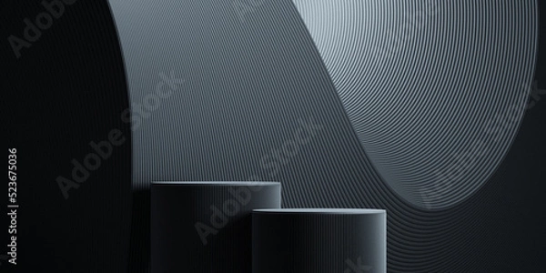 Fototapeta abstract branding background with black podium concept for branding presentation branding. 3d rendering illustration