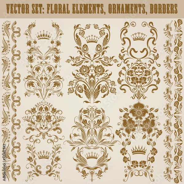Obraz Set of vector damask ornaments.