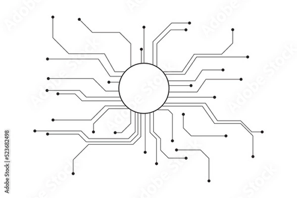 Fototapeta Abstract futuristic circuit board Illustration, Circuit board with various technology elements. Circuit board pattern for technology background. Vector illustration