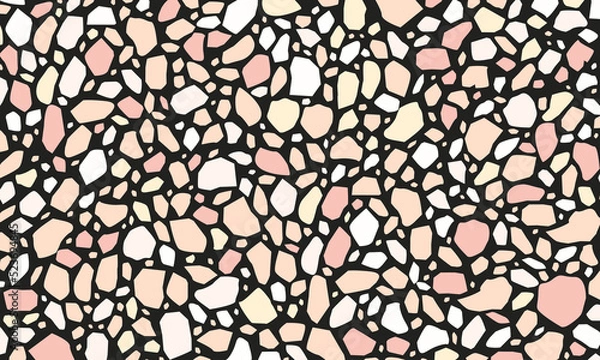 Fototapeta Terrazzo floor vector seamless pattern. Mosaic stone pool texture. Antique style cement tile. Colorful granite fabric textile. Wrapping paper, gift wrap. Marble and glass rocks banner. Wallpaper wall