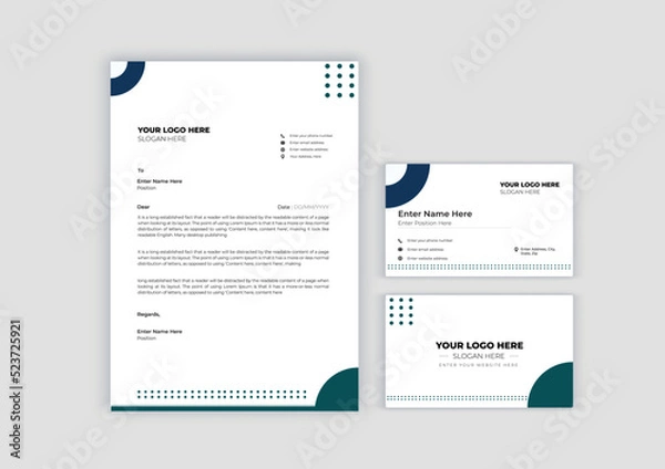 Obraz stationery template design with geometric pattern. Set of business corporate identity mock up. Documentation for business.