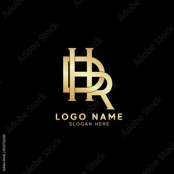 Fototapeta Unique attractive creative modern initial DHR initial based letter icon logo