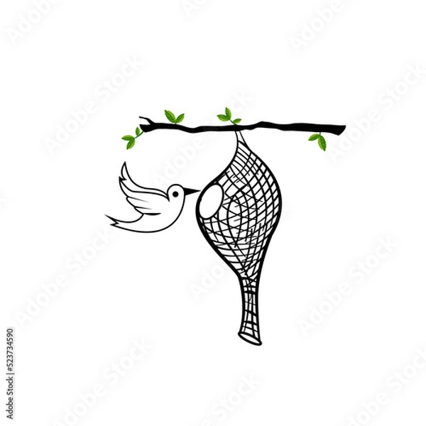 Fototapeta weaver bird nest vector for logo