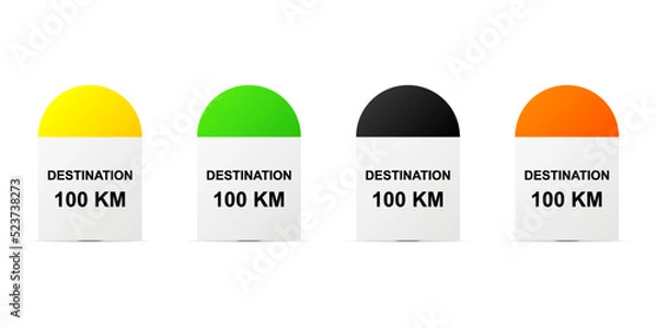 Fototapeta Indian highways milestone sign or symbol set in flat style design isolated on white background. Vector illustration.