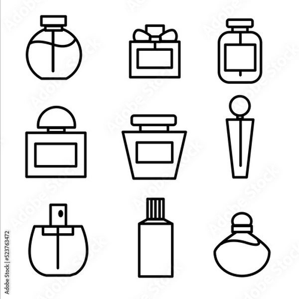 Obraz vector perfume bottle cosmetic set icon illustration