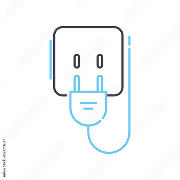 Fototapeta pull plug line icon, outline symbol, vector illustration, concept sign