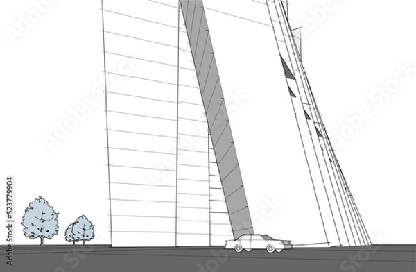 Fototapeta Modern architecture vector 3d illustration