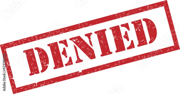 Fototapeta Denied Stamp. Red Text Rubber Stamp Ink - Vector.