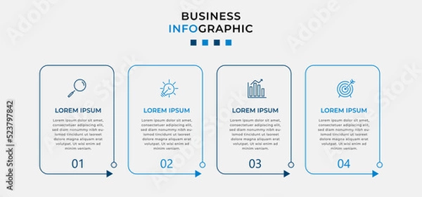 Obraz Vector Infographic design business template with icons and 4 options or steps. Can be used for process diagram, presentations, workflow layout, banner, flow chart, info graph