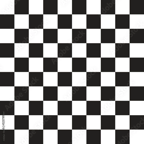 Fototapeta Black and White BW Square Abstract Shape Tile Element Gingham Check Checkered Tartan Plaid Scott Seamless Pattern Cartoon Vector Illustration Print Background Fashion Fabric Picnic