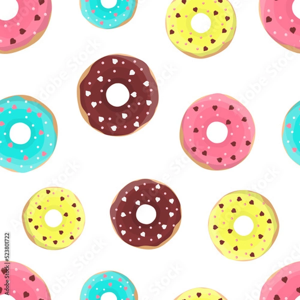 Fototapeta Multicolored donuts with glaze seamless pattern