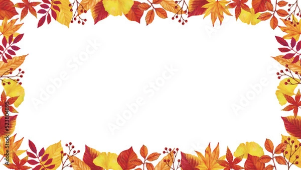 Fototapeta 秋の鮮やか紅葉フレーム背景