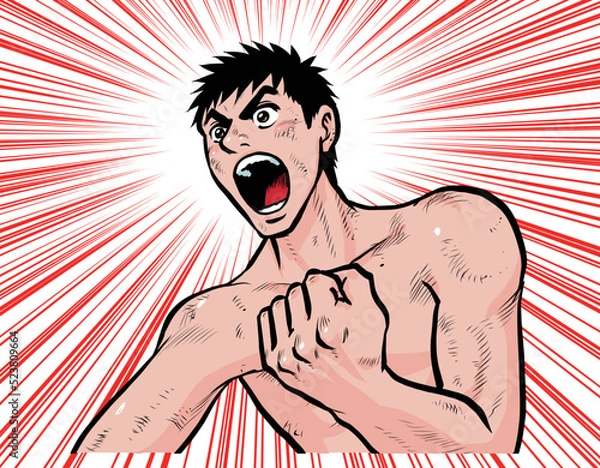 Fototapeta 叫ぶ熱血土木作業員のイラスト