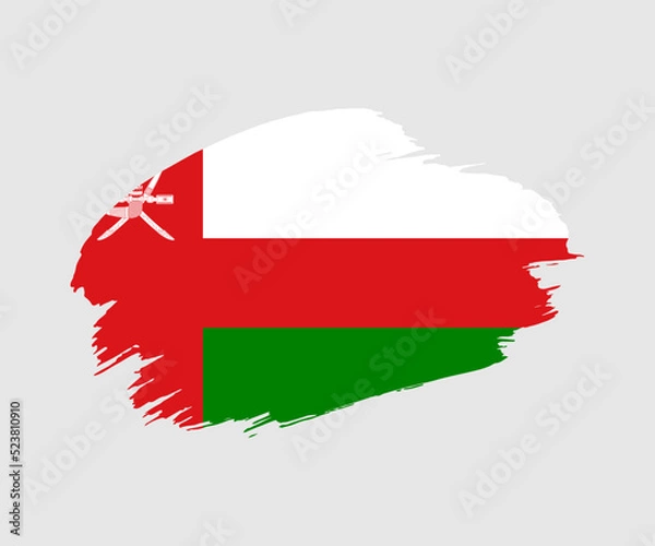 Fototapeta Abstract creative painted grunge brush flag of Oman country with background