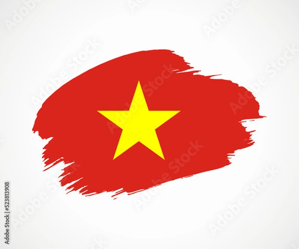 Fototapeta Abstract creative painted grunge brush flag of Vietnam country with background