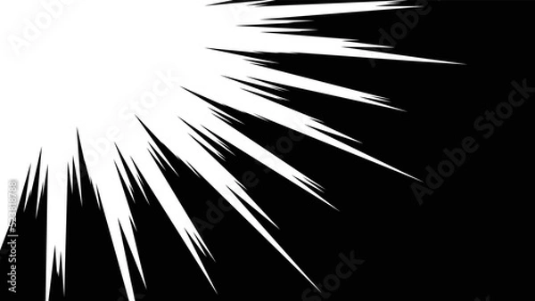 Fototapeta 黒色の漫画風の集中線のベクターイラスト