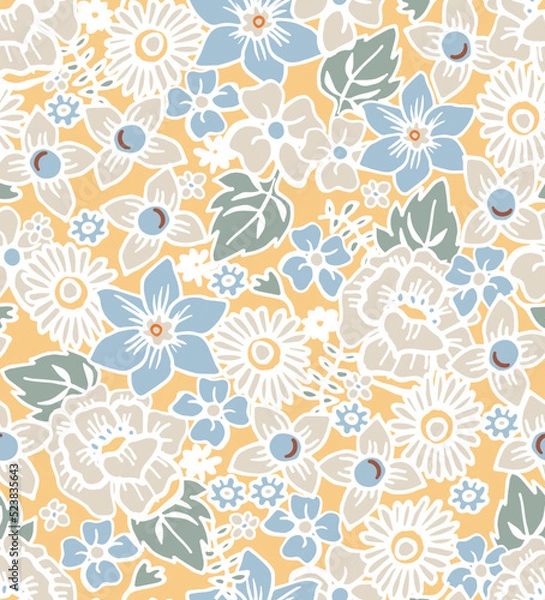 Fototapeta RETRO FLORAL SEAMLESS PRINT AND PATTERN VECTOR