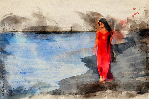 Obraz kobieta na plaży