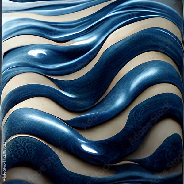 Obraz Blue liquid waves abstract bright background