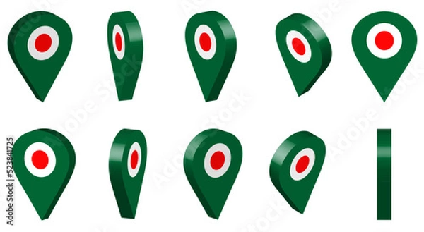 Fototapeta The navigation icon is green with red 3d in different angles, the location icon.