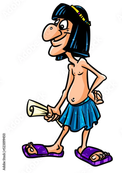 Fototapeta Scribe parchment letter man ancient egypt clipart cartoon illustration