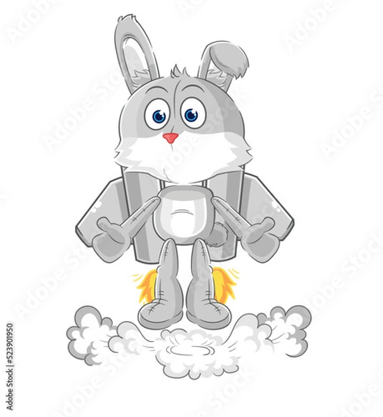 Fototapeta rabbit with jetpack mascot. cartoon vector