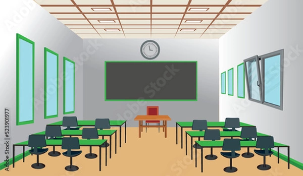 Fototapeta empty classroom with no students. an empty classroom at school. student class