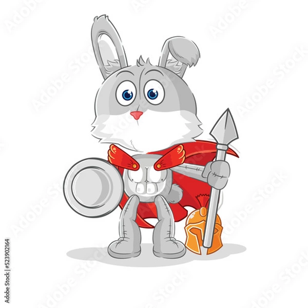Fototapeta rabbit spartan character. cartoon mascot vector