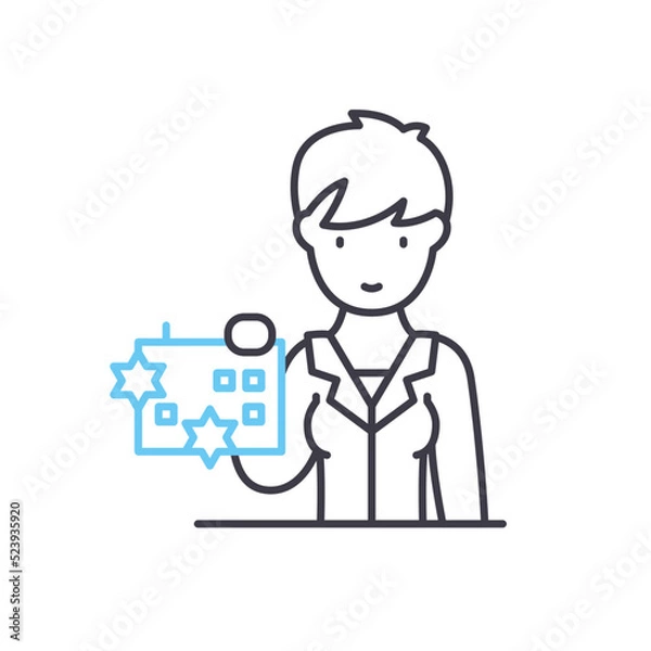 Fototapeta salesman line icon, outline symbol, vector illustration, concept sign