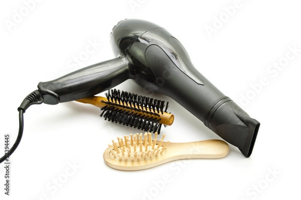 Fototapeta Haarbürste mit Haarföhn